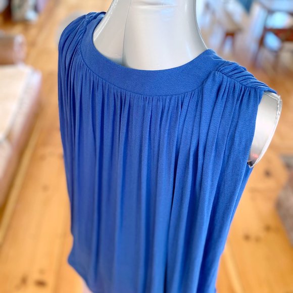 Free People Bold Blue Flowing Blouse with Beautiful Back Detailing - Picture 8 of 10